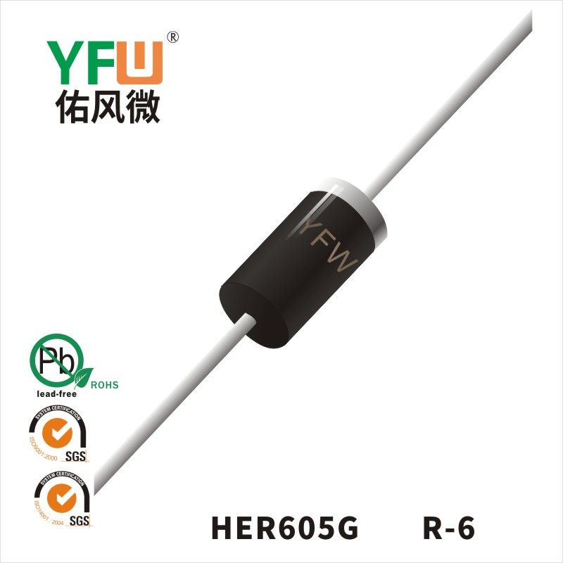HER605G R-6 High Efficiency Rectifier Diode YFW diode Factory